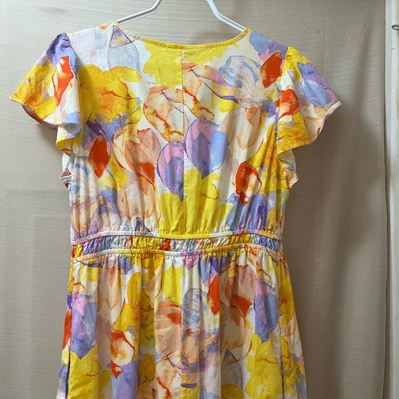 🔵 Ingrid & Isabel Yellow and Purple Maternity Floral Dress Size Medium - Picture 4 of 7